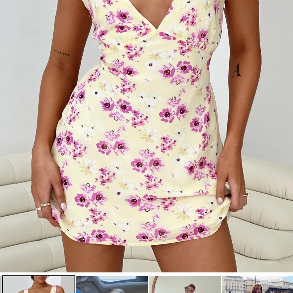 Princess Polly Floral Mini Dress in Pink and Cream